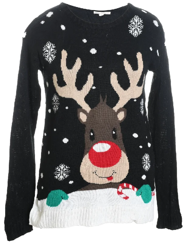 fitted trench coatReindeer Christmas Jumper - M