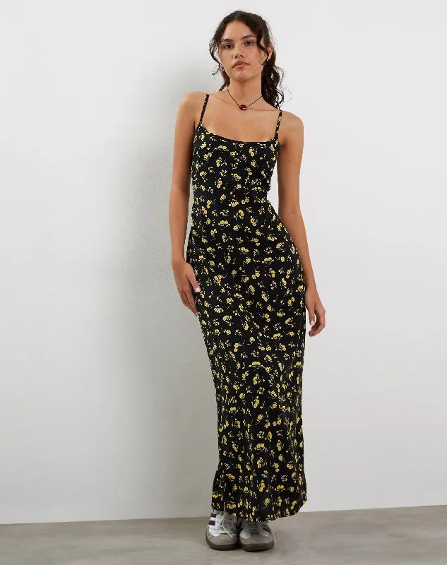 playful dressKafka Maxi Dress in Buttercup Black and Yellow