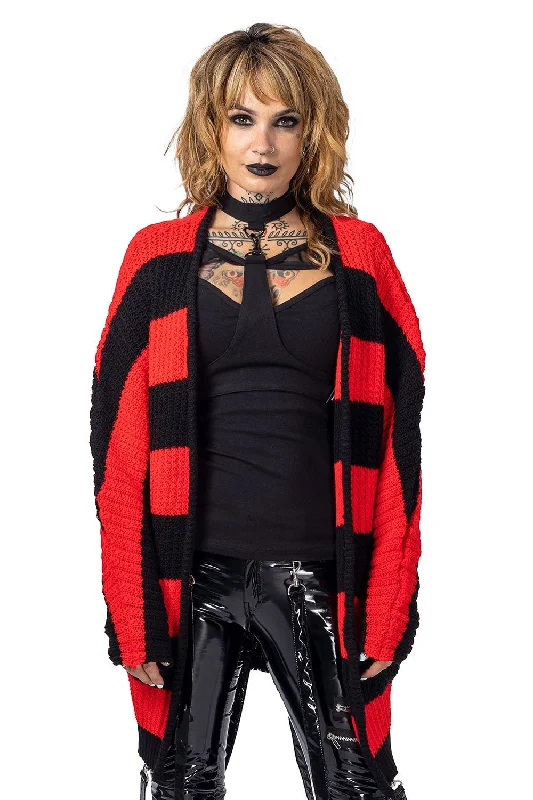 stylish coatIn A Daze Cardigan [BLACK/RED]