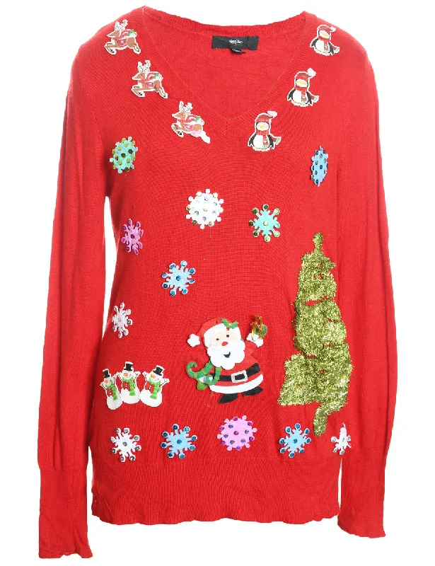 high-fashion coatFestive Print Christmas Jumper - XXL