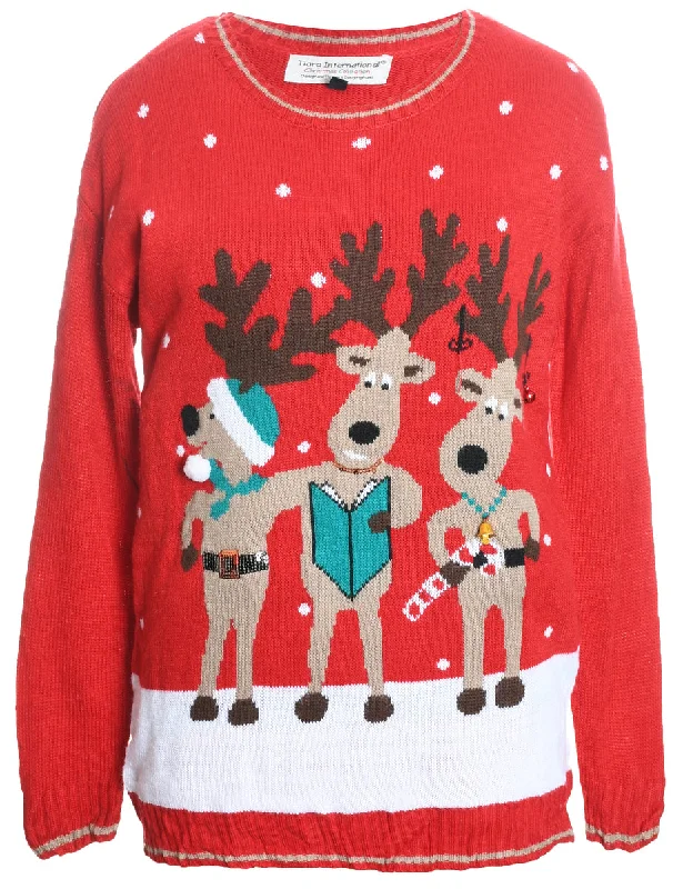 chic wool coatReindeer Christmas Jumper - L