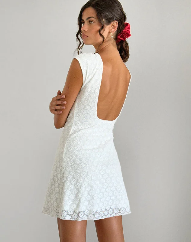 midi dressAmbu Mini Dress in Floral Lace Ivory