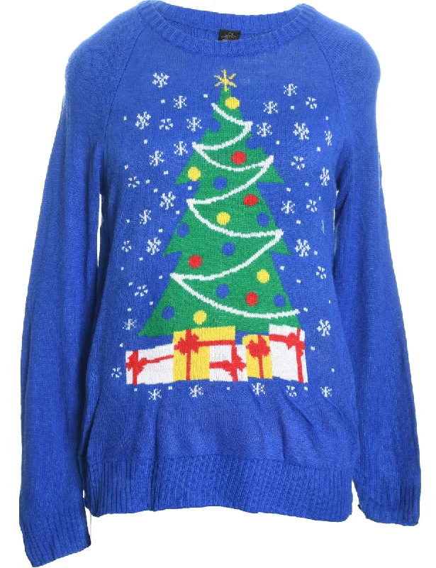 warm jacketBlue Christmas Jumper - L