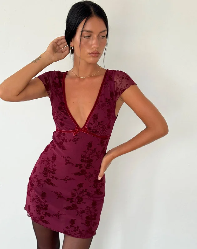 evening dressEvilia Dress in Botanical Flower Maroon