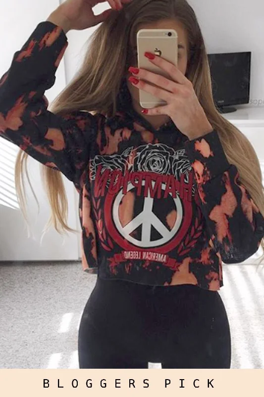 cozy pullover with pocketsBlack Tie Dye Cropped Champion Graphic Hoodie - Lauren