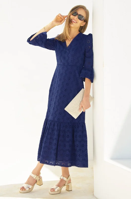 comfy dressVictoria Broderie Dress | Navy