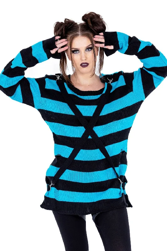 sporty outerwearOriana Jumper Sweater [Black/Blue]