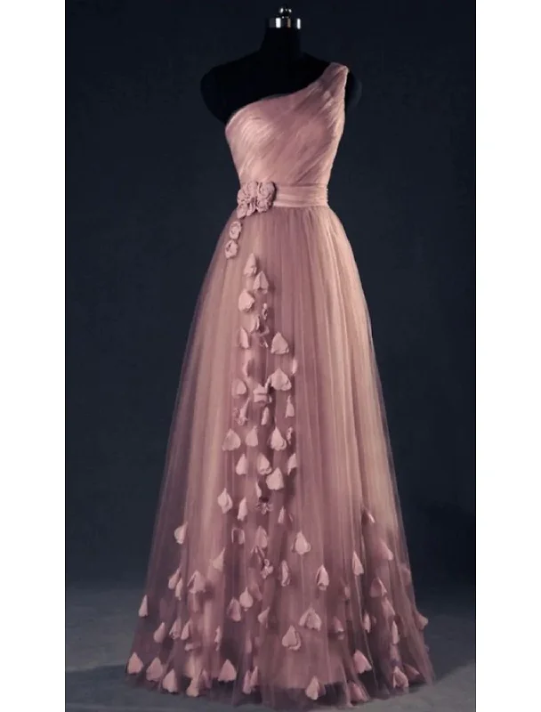 casual shift dressOne Shoulder A-Line Tulle Long Prom Dress Formal Party Dress,DP1456