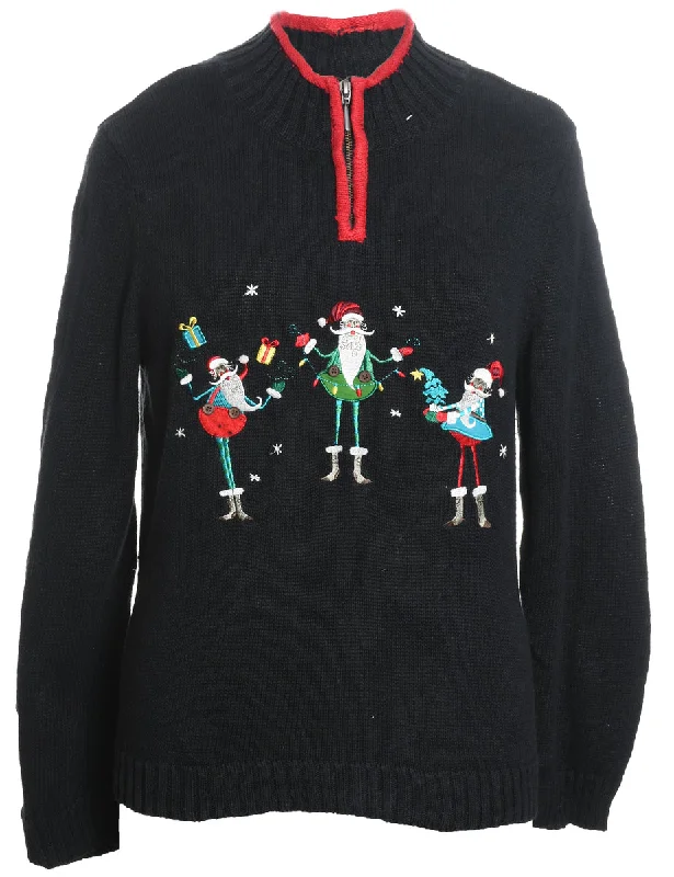 fashion coat with hoodSanta Claus Christmas Jumper - L