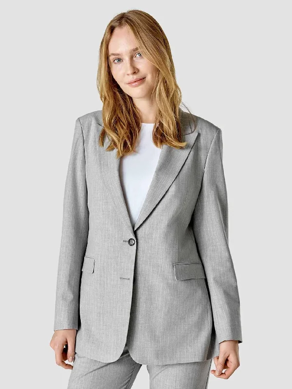 wool coatEssential Blazer Light Grey Pinstriped