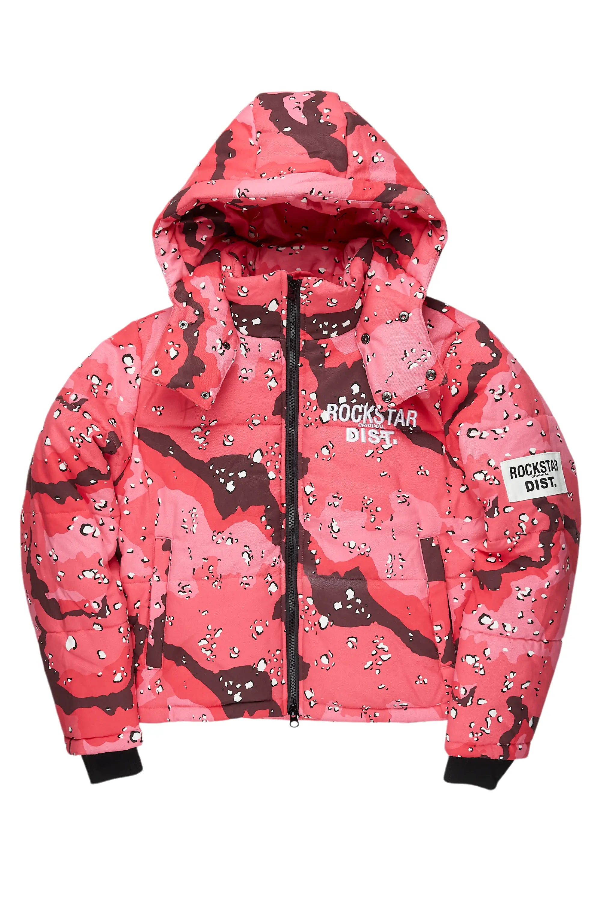 high-fashion coatPorchea Pink Camo Puffer Jacket