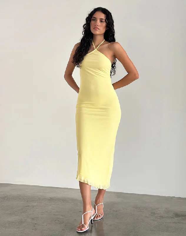 flowy maxi dressRibka Midi Dress in Mesh Lemon