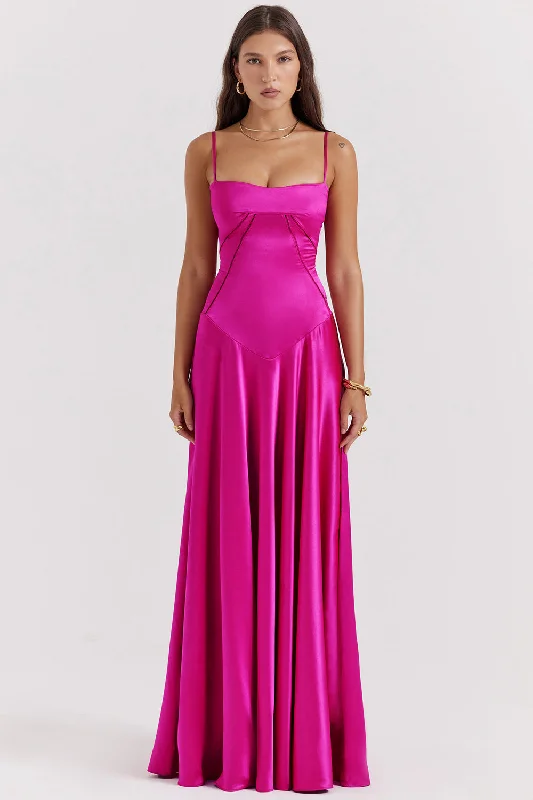 satin dressAnabella Gown (FUCHSIA)