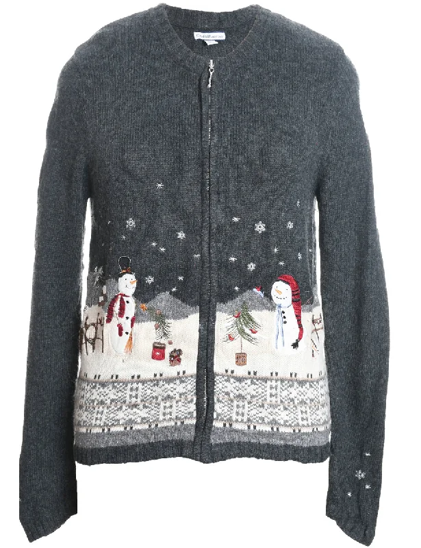 sleek jacketSnowman Christmas Cardigan - M