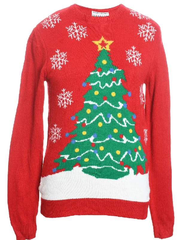 contemporary trench coatChristmas Tree Print Jumper - S