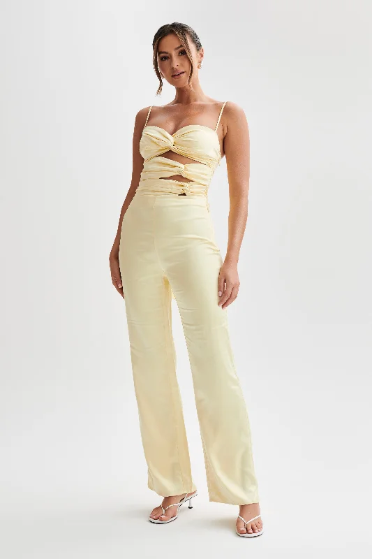 structured dressElina Twist Satin Jumpsuit - Butter