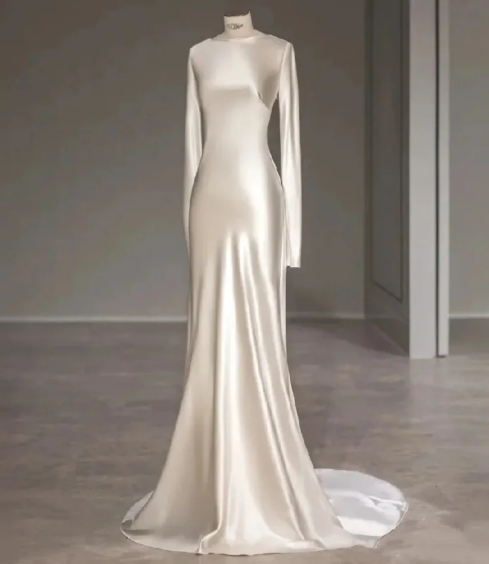 evening dressElegant Ivory Long Sleeves Backless Formal Party Dress,DP1496