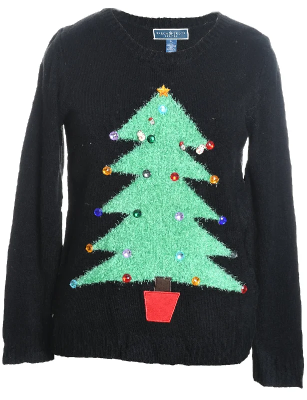 versatile coatBlack Christmas Jumper - L