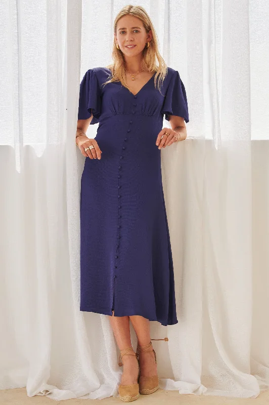 trendy mini dressSally Anne Satin Dress | French Navy