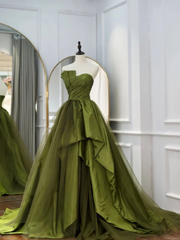 lace dressGreen Strapless Tulle Formal Prom Dress Evening Gown,DP1077