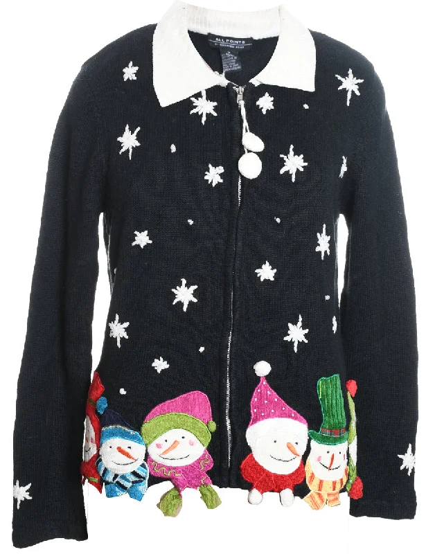 fashion coat with hoodSnowman Christmas Cardigan - M