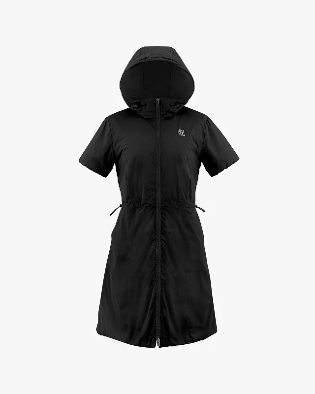 tailored blazer coatShort Sleeved Padded Dress Jumper - Black