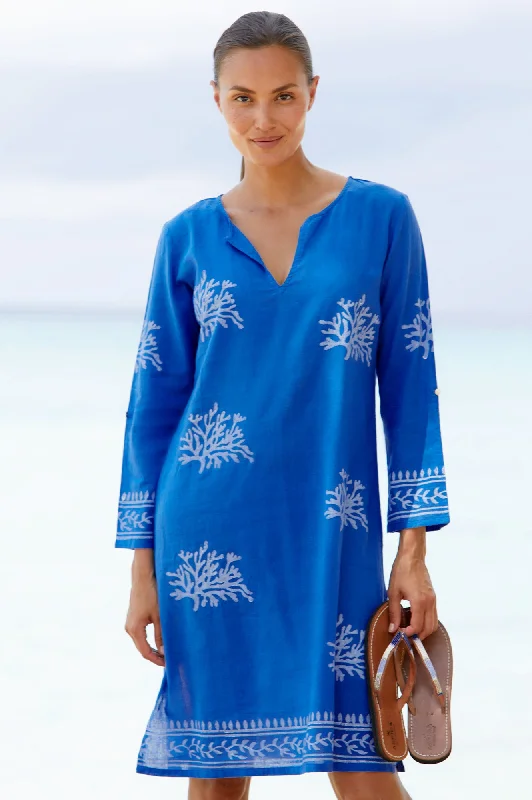 off-the-shoulder dressGuadalupe Short Tunic | Cobalt Blue/White