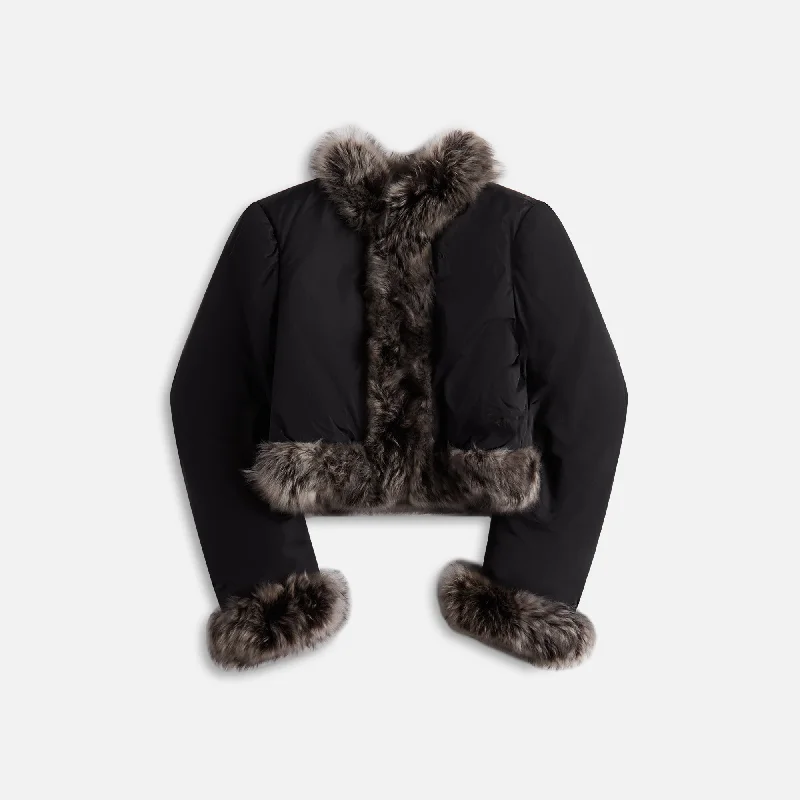 long coatAlexander Wang Cardigan Puffer with Fur Trim Combo - Black