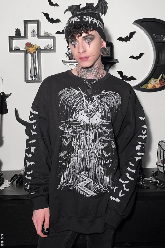 long coatVampire Castle Sweatshirt w/ Bat Sleeves [BLACK/WHITE]