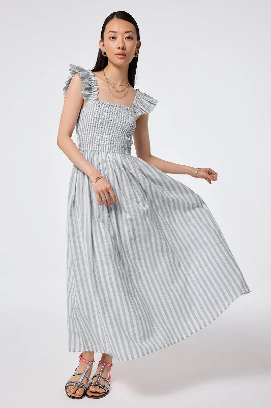 boho dressGrey with White Stripe Maxi Sundress