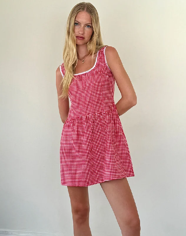 fitted dressLeshi Mini Dress in Red Gingham