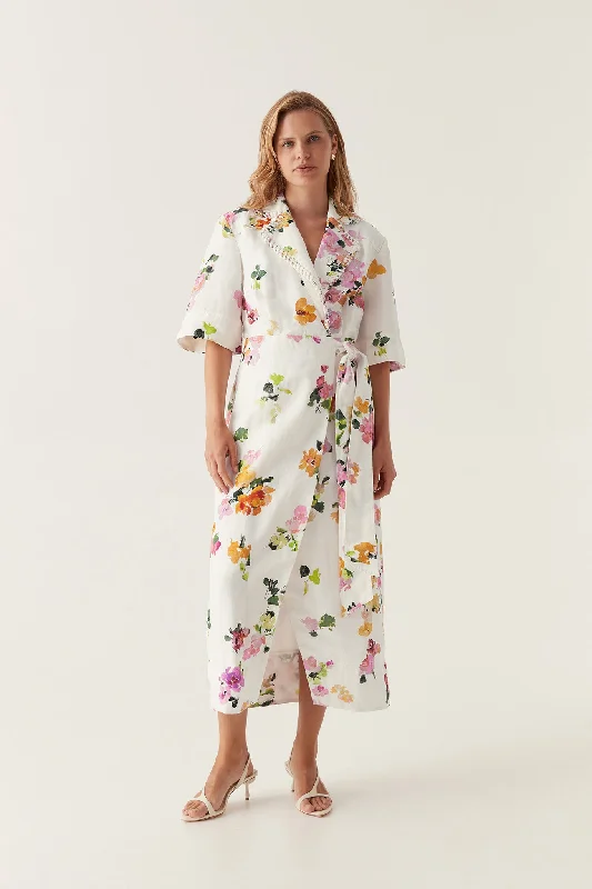 long-sleeve floral dressTabitha Wrap Front Midi Dress