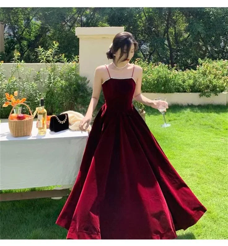 wrap dressBurgundy A-Line Spaghetti Straps Elegant Long Prom Dress Formal Party Dress,DP1636