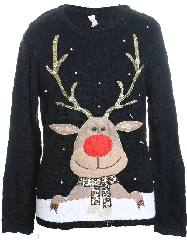 wool-blend coatReindeer Christmas Jumper - L