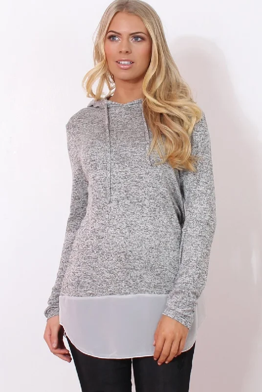 sporty pullover hoodieBetty Grey Panel Hoodie