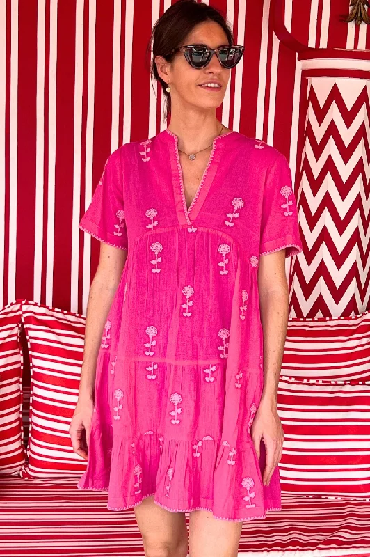 elegant dressIndia Embroidered Dress | Bright Pink/Pink