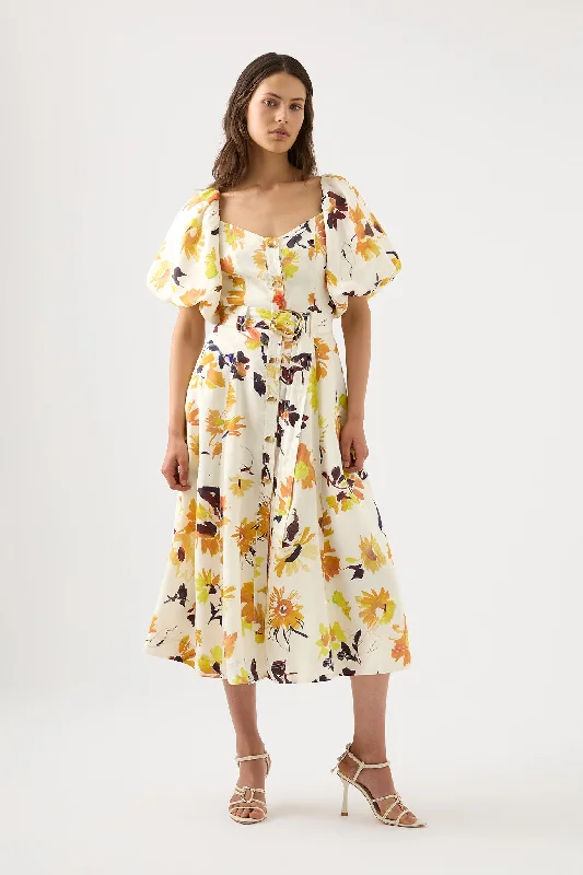 off-the-shoulder dressSoleil Belted Midi Dress