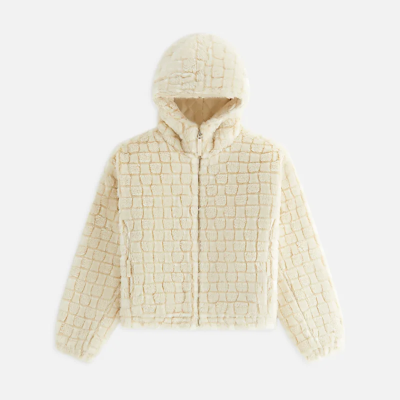 outdoor adventure coatKith Women Toshi Checked Teddy Bomber - Veil