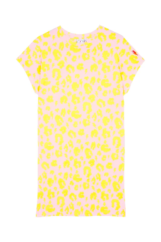 flowy evening dressBlush with Yellow Leopard T-Shirt Dress