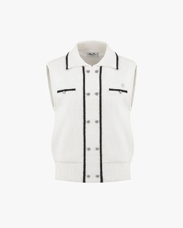 comfortable winter coatDouble button windproof Vest - Ivory