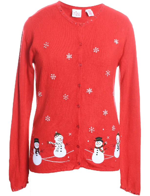 high-quality coatSnowman Christmas Cardigan - M