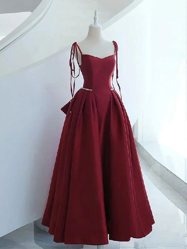 t-shirt dressBurgundy A-Line Long Prom Dress Evening Gown with Pearls,DP1074