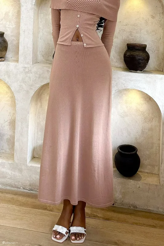 fitted cocktail dressDiedre A-Line Knit Maxi Skirt - Pecan