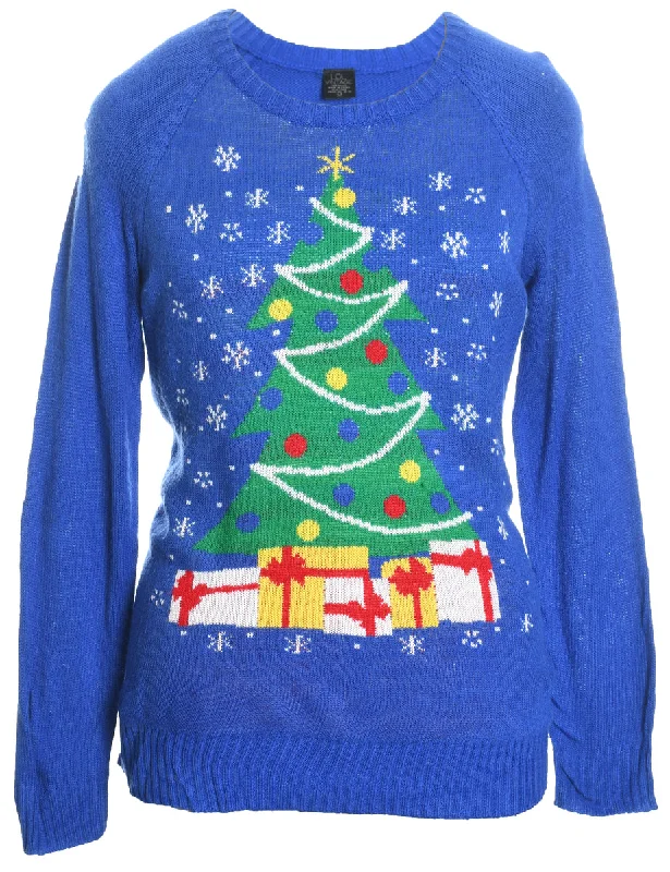 cozy wool-blend coatBlue Christmas Jumper - M