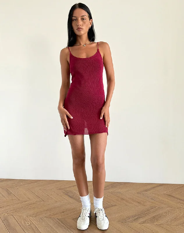 chic dressChiara Mini Dress in Sheer Knit Red