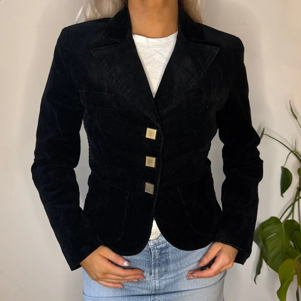 oversized coatUnbranded Cord Jacket - Small Black Cotton