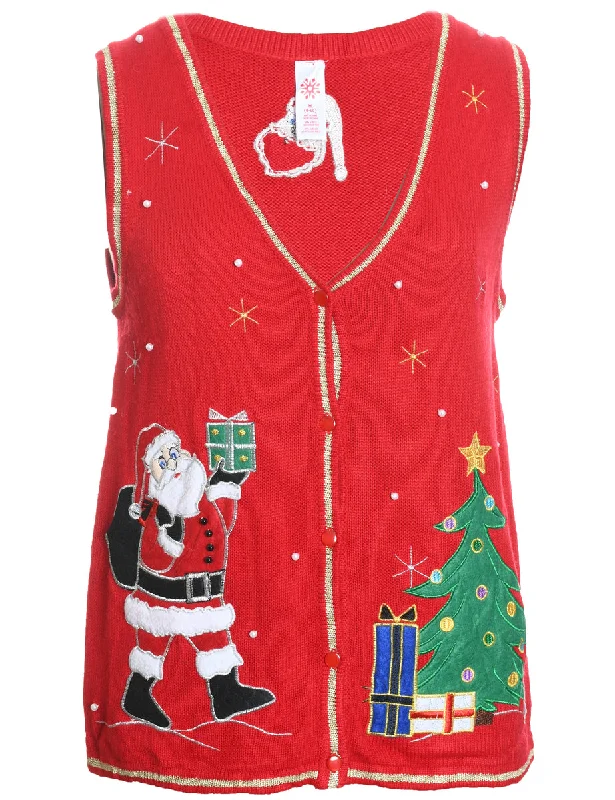 long coatSanta Claus Christmas Sweater Vest - M