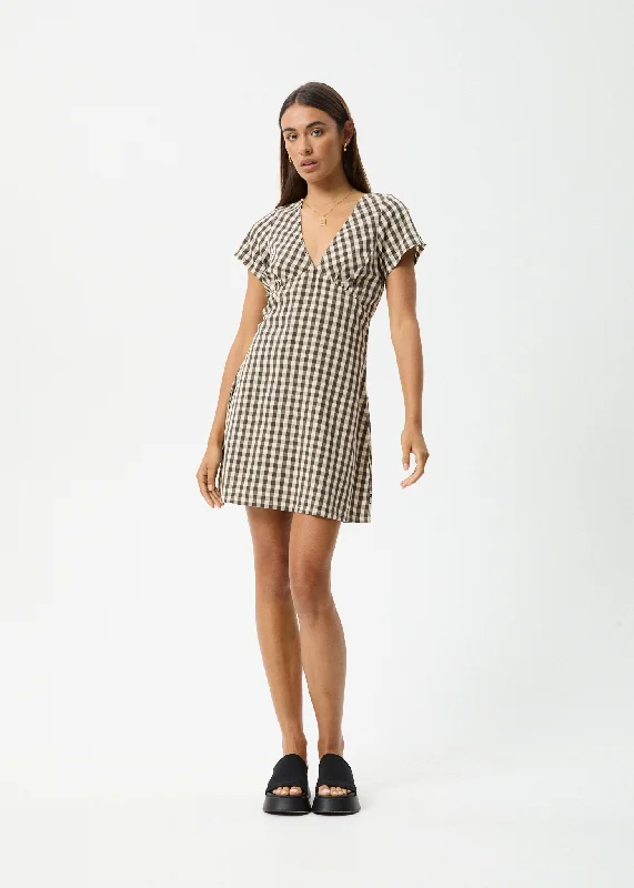 casual summer dressAFENDS Womens Gambet Check - Tea Dress - Black / Sand