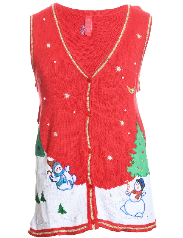 soft shell coatSnowman Christmas Sweater Vest - L