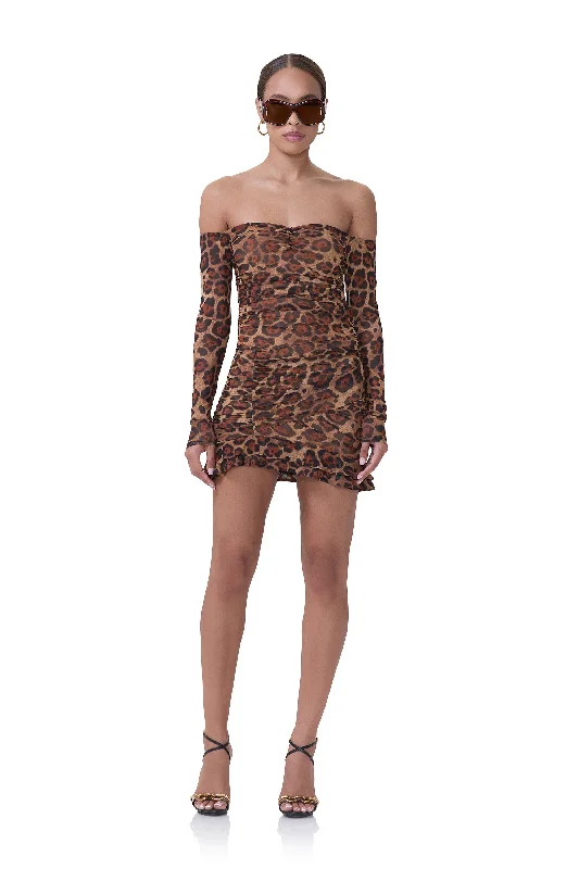 draped dressAdrian Dress - Cocoa Leopard